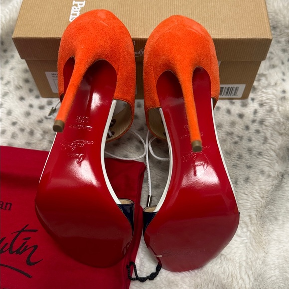 Christian Louboutin Meyerling Lace-Up Heels – BNIB – Orange/Blue - Picture 9 of 12
